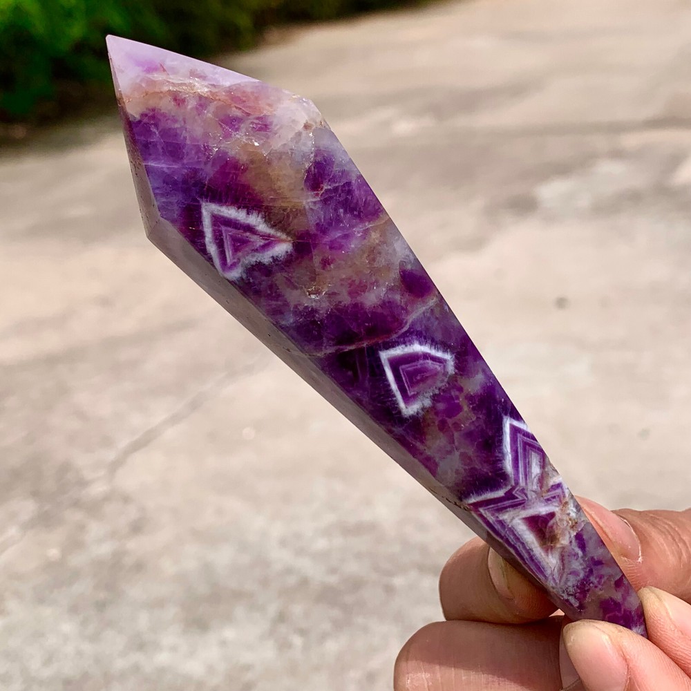 202G Natural Amethyst Quartz Crystal Single Tip Termination Wand Point Healing