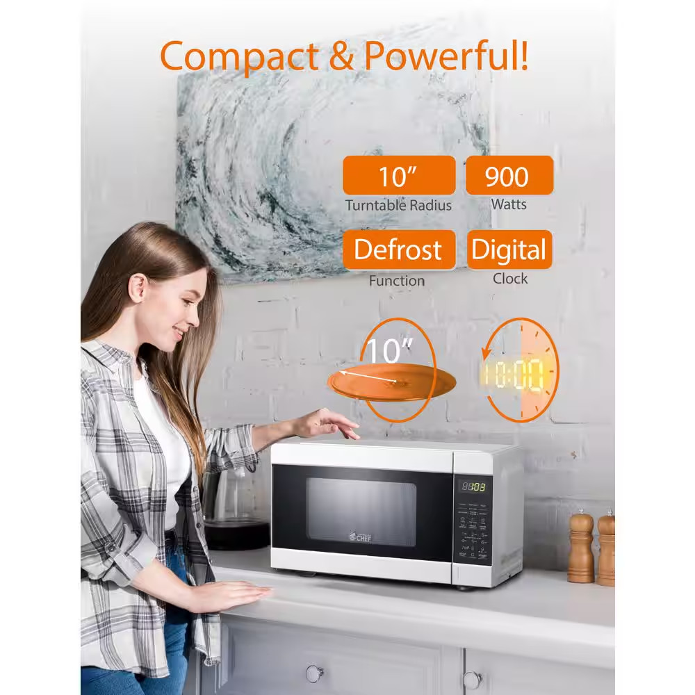 0.9 Cu. Ft. Counter Top Microwave, White