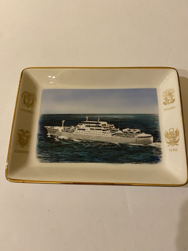 Vintage Grace Line Shipping Rectangular Ceramic Dish South America