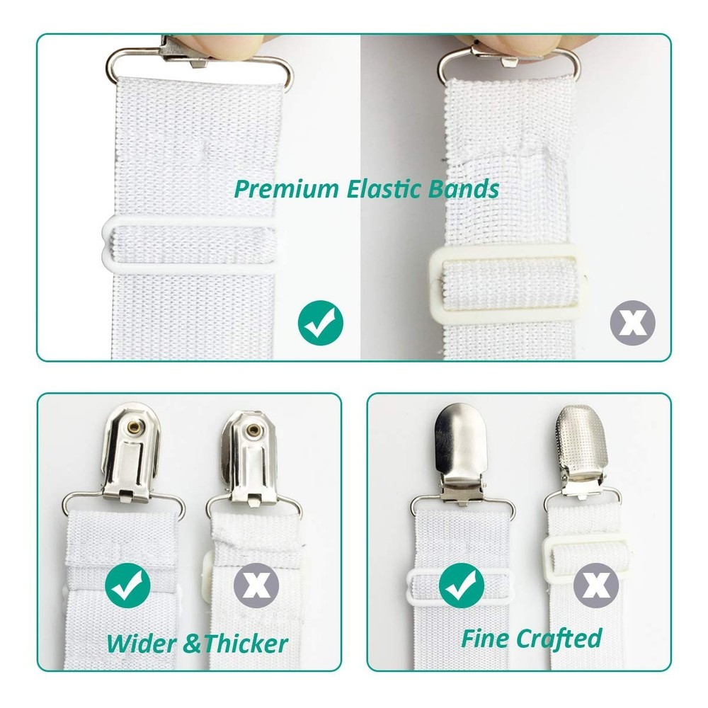 Sheet FastenersFitted Sheet Fasteners Elastic Straps, Adjtable Bedsheet Holders