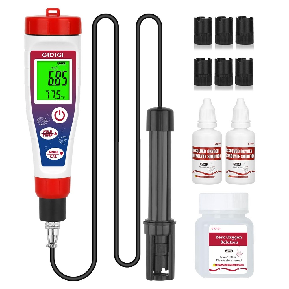 Digital Dissolved Oxygen Meter,Dissolved Oxygen Test Kit with 4.92 ft Probe C...
