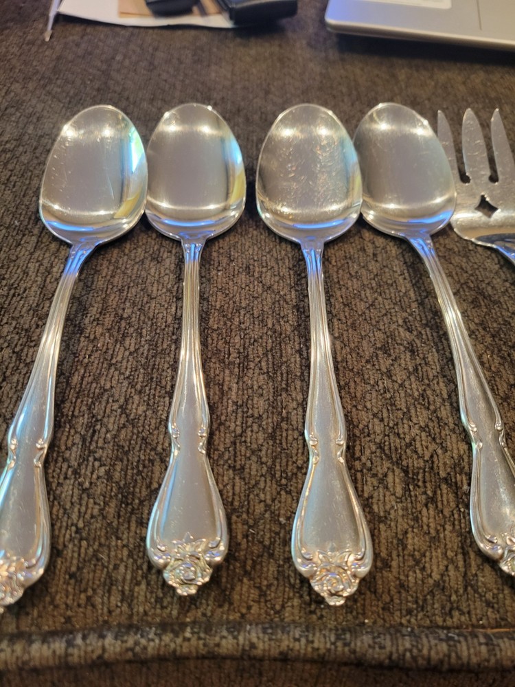 Oneida True Rose Arbor Rose Or Chaplet 10 Piece Stainless Servering Set