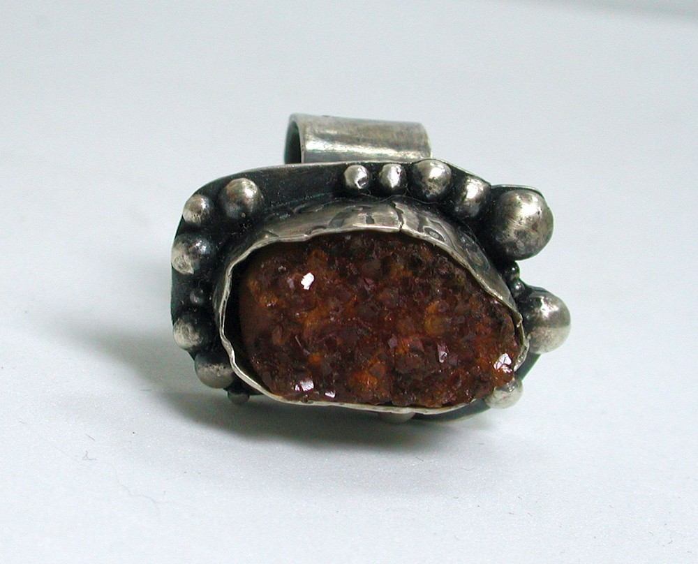 Sterling Silver Rough Citrine Ring, Artisan Handmade in USA