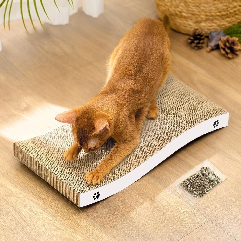 Unique Medium Cat Scratcher - Durable Cardboard with Eco-Friendly Certification
