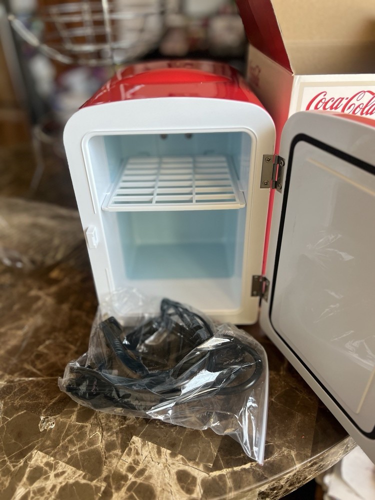 Coca Cola Mini Fridge Compact Personal Refrigerator Retro Red Coke Bottle Soda