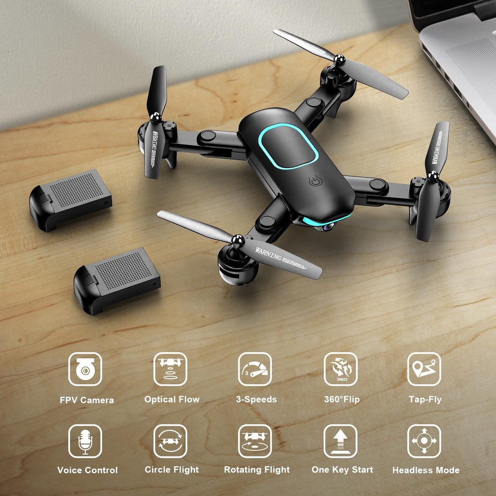 Drone with 1080P Camera, Foldable Drone for Beginners with Light, Upgrade Alt...