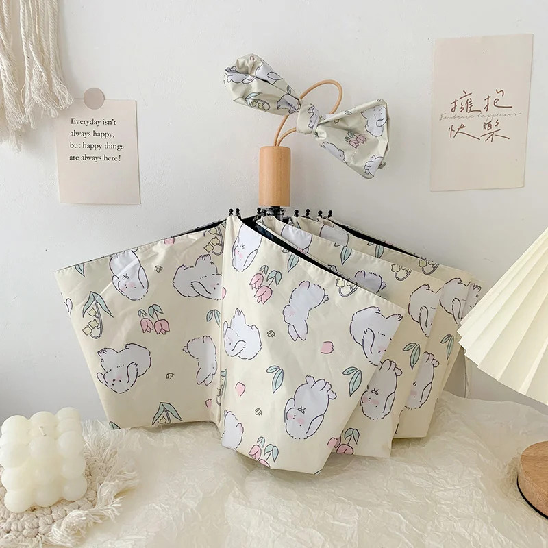 Creamy Rabbit UV Protection Sunshade Umbrella Automatic Three-Fold Eight-Bone Du