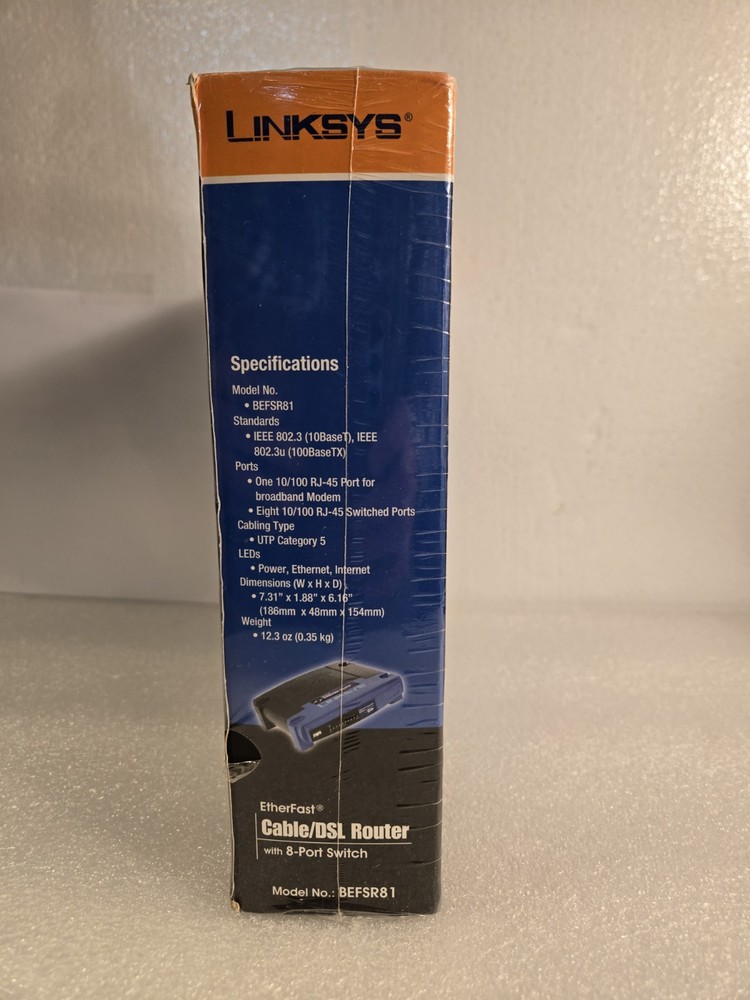 Linksys BEFSR81 Etherfast Cable / DSSL Router w/ 8 Port Switch. Sealed Box