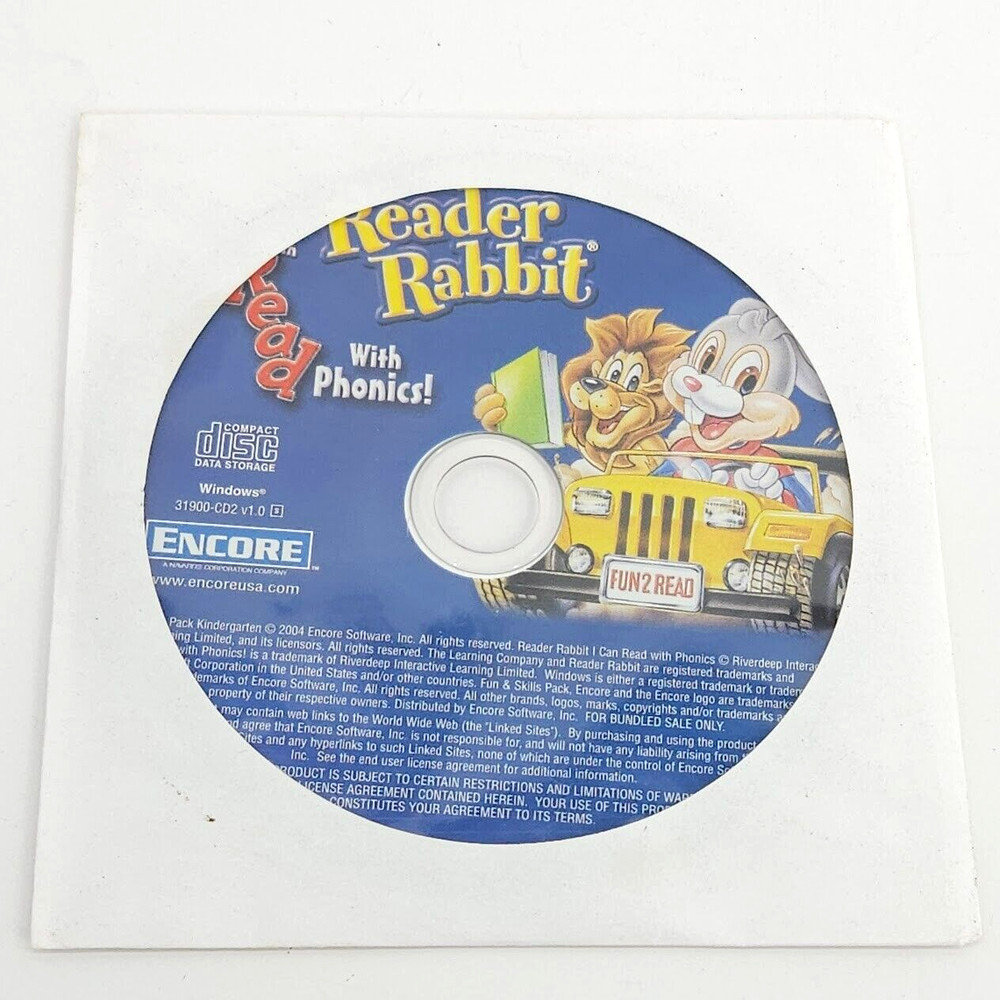 Encore Reader Rabbit CD I Can Read With Phonics 2004 Fun 2 Read Data Storage
