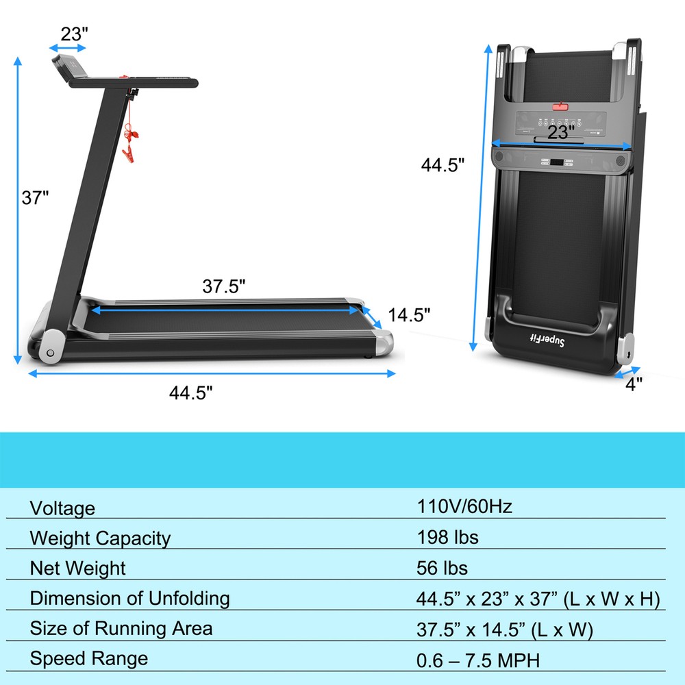 Electric Folding Treadmill Portable Cardio Running Machine w/ APP Control Silver