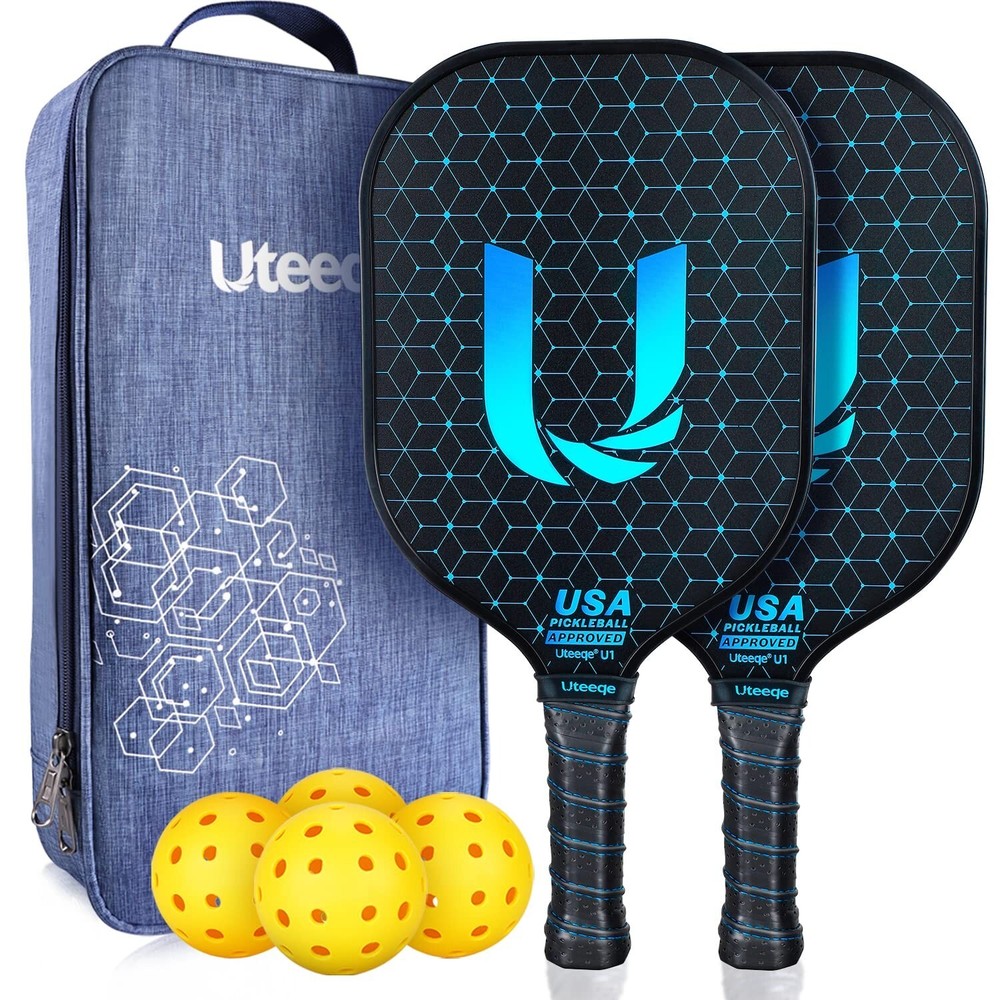 Uteeqe Pickleball Paddles Set of 2 - Graphite Surface with High Grit & Spin, ...