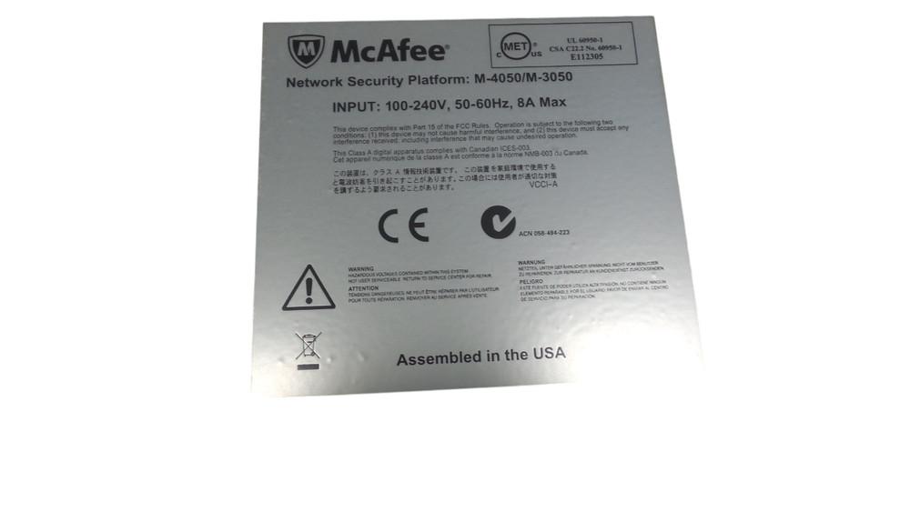 McAfee M-4050/M-3050 Network Security Platform Appliance - Free Shipping