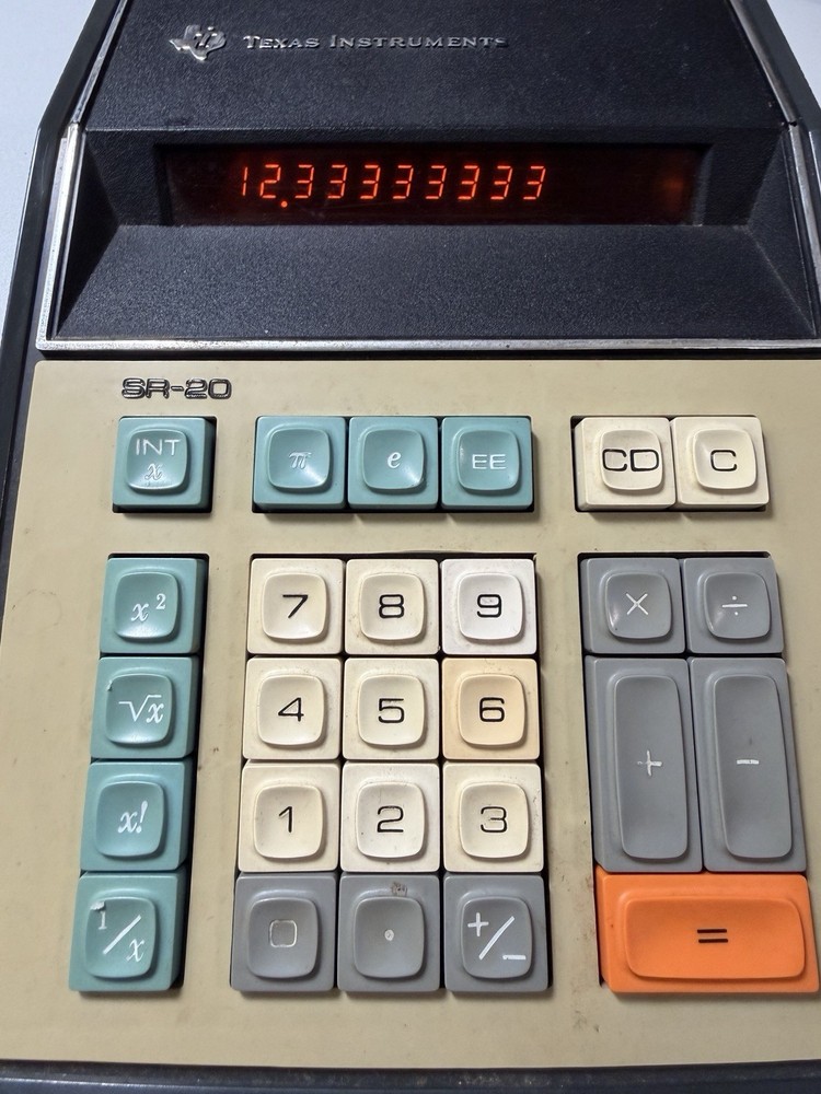 Vintage Texas Instruments SR-20 Engineering Desk Calculator LED Tested + Chord