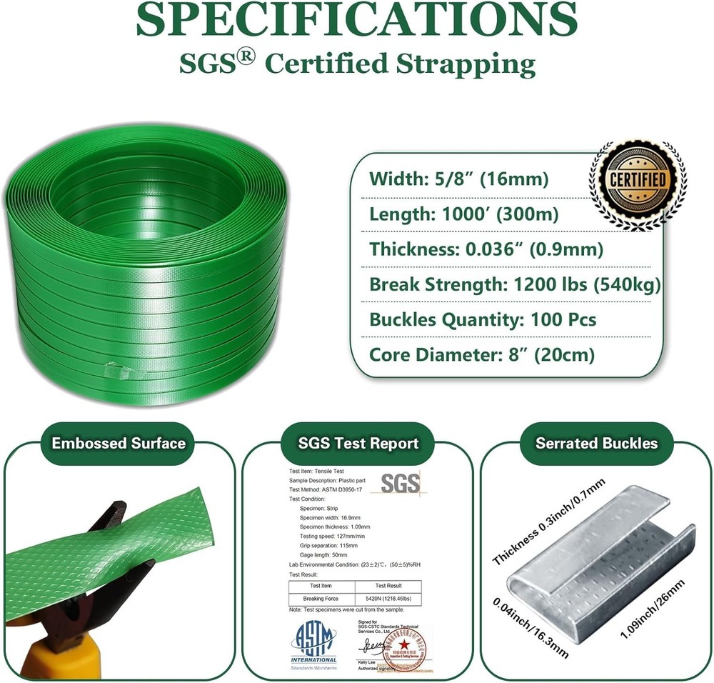 Heavy-Duty Polyester Strapping Kit with Dispenser Box - 1200 lbs Certified