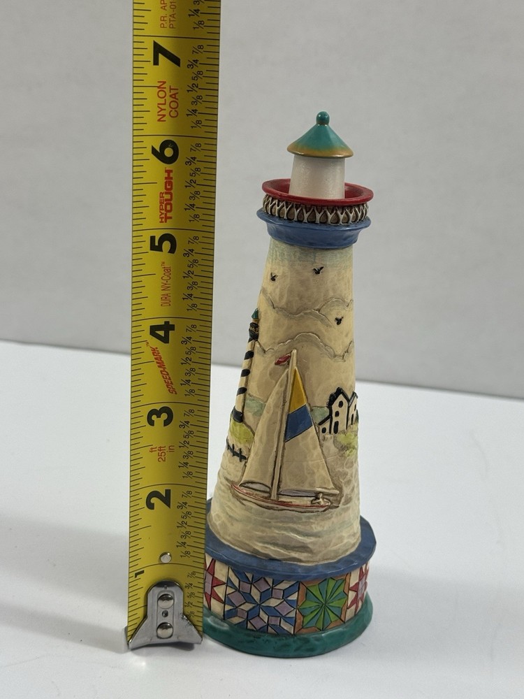 Lighted Lighthouse Figurine Nautical Coastal Decor LED Night Light 7”
