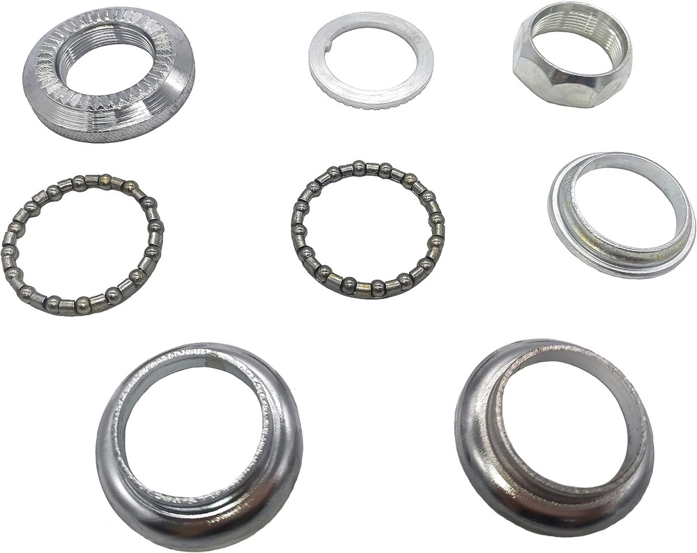 8 PCS Set Threaded Bicycle Headset Combo, Bicycle Front Fork Bowl Set 1"-24T22.2