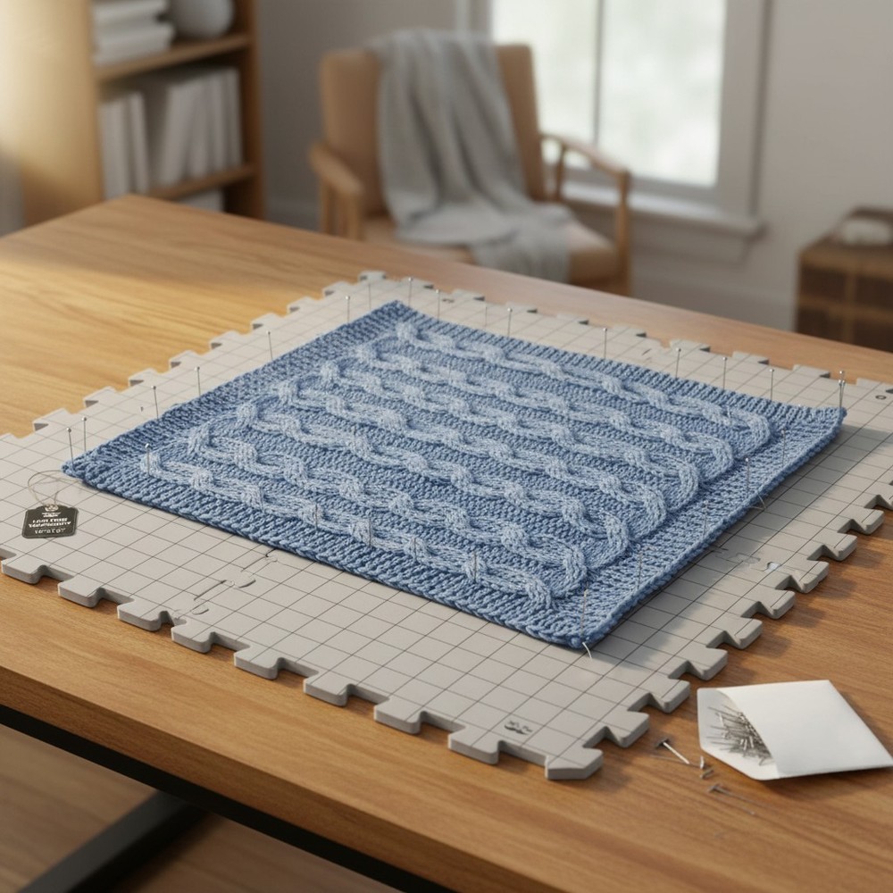 Interlocking Knitting Blocking Mats with Grid Lines and 50 T-Pins for Projects