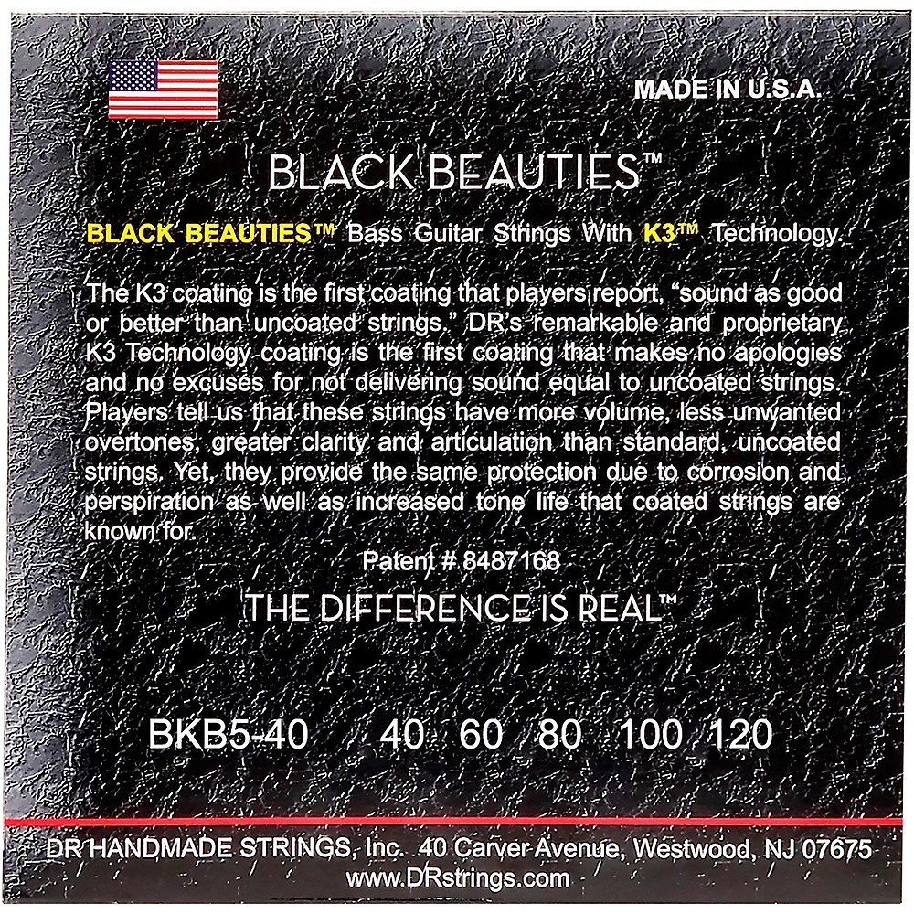 DR Strings BLACK BEAUTIES Coated 5-String Bass Light (40-120)