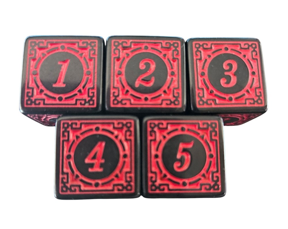 5 pcs 16 mm Vintage Style Red Dice Set - New