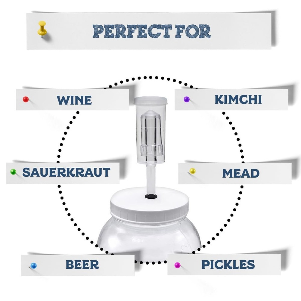 3piece Airlock 4 Pack โ€ Brewing & Fermentation Airlocks โ€ Use With Drille...