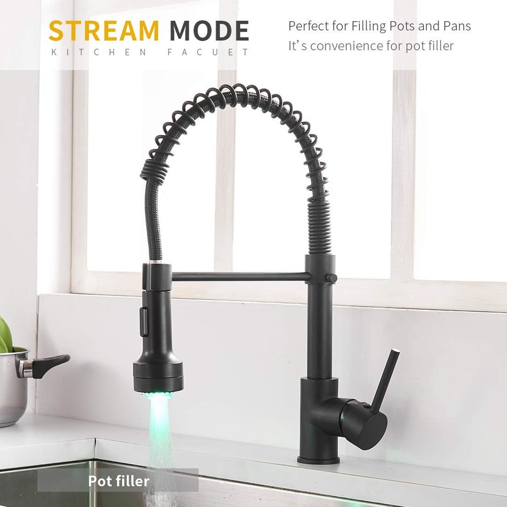 Kitchen Faucet with Sprayer, Modern Single Handle Pull Down Sprayer Spring Ma...