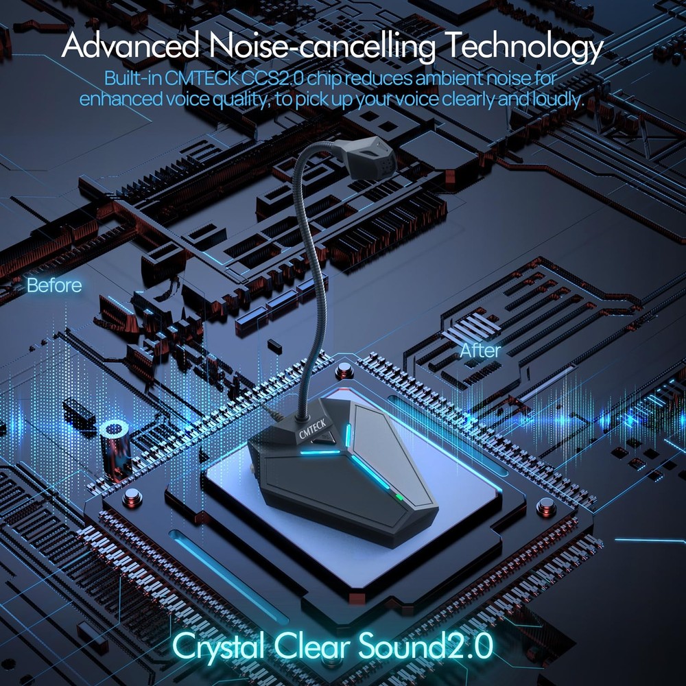 USB Computer Microphone, Plug &Play Desktop Omnidirectional Condenser PC Lapt...