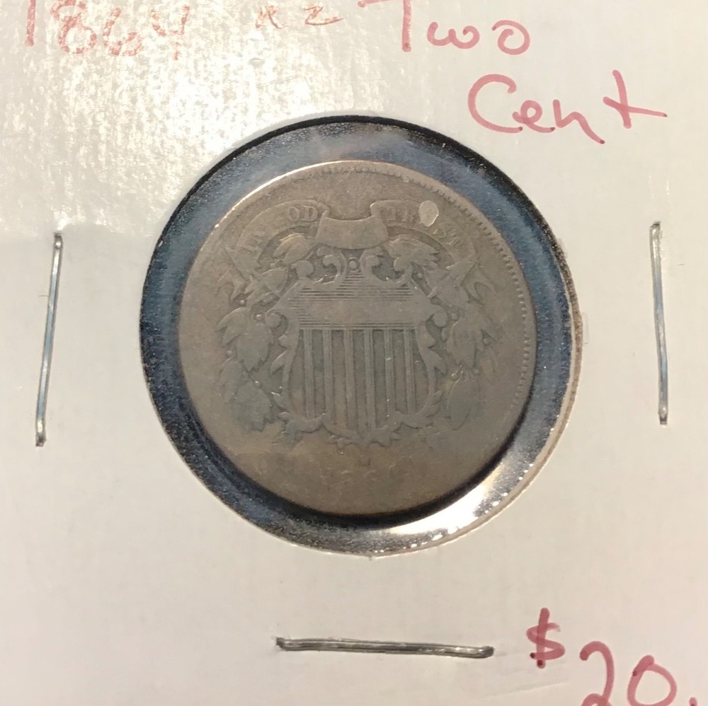 1864 TWO CENT PIECE . ABOUT GOOD-GOOD