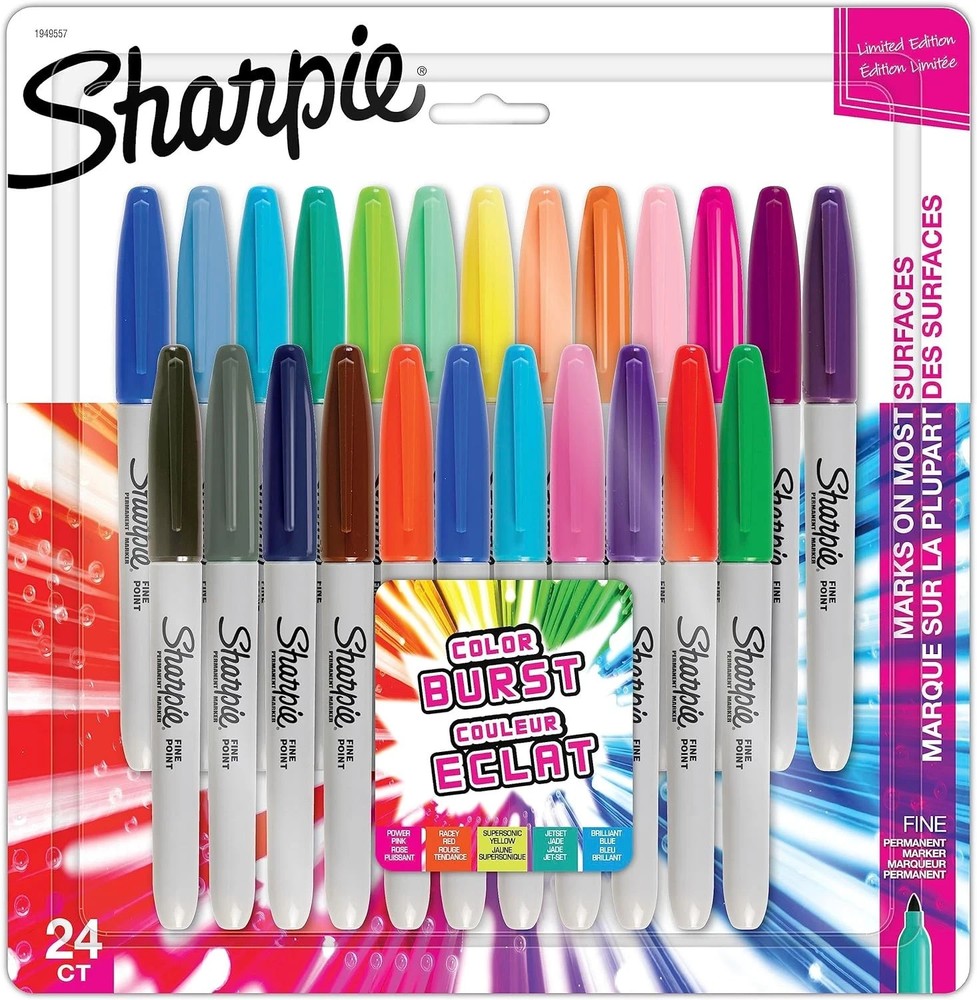 Sharpie Color Burst Permanent Markers, Fine Point, Tip,