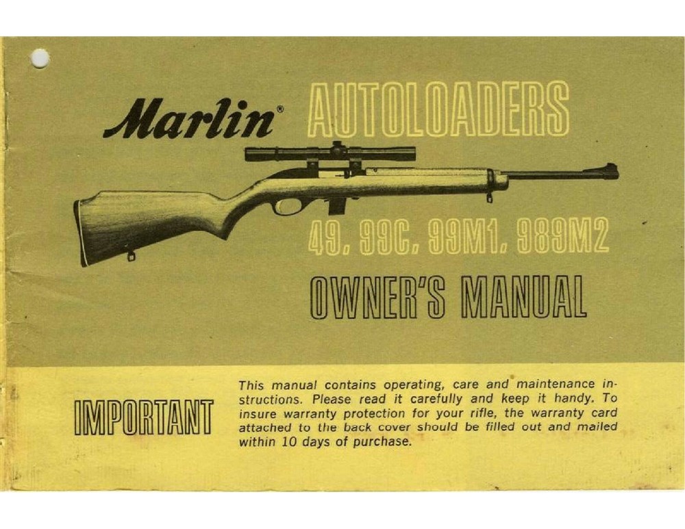 Marlin 49 Autoloader Manual - NEW Comb Bound Color Copy