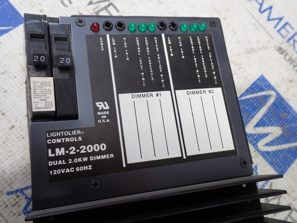 Lightolier Control LM-2-2000 Dual 2.0kw Dimmer 120VAC