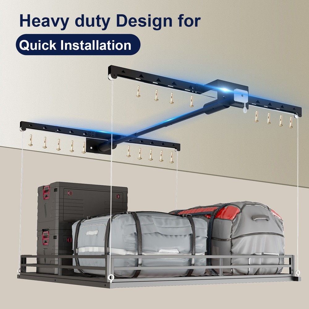 LoJok Heavy-Duty 4x4 FT Overhead Garage Ceiling Storage Rack (Triangular Style)