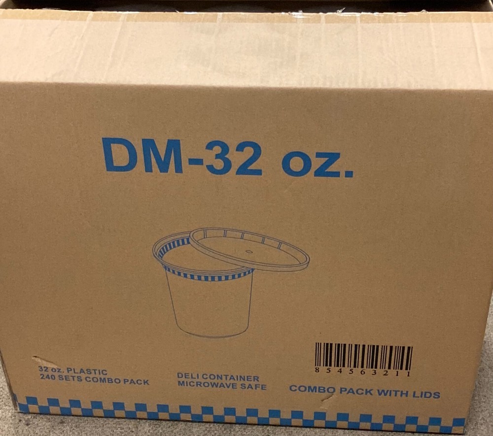 240 Sets Combo Pack with Lids 32oz Plastic Deli Container Microwave Safe
