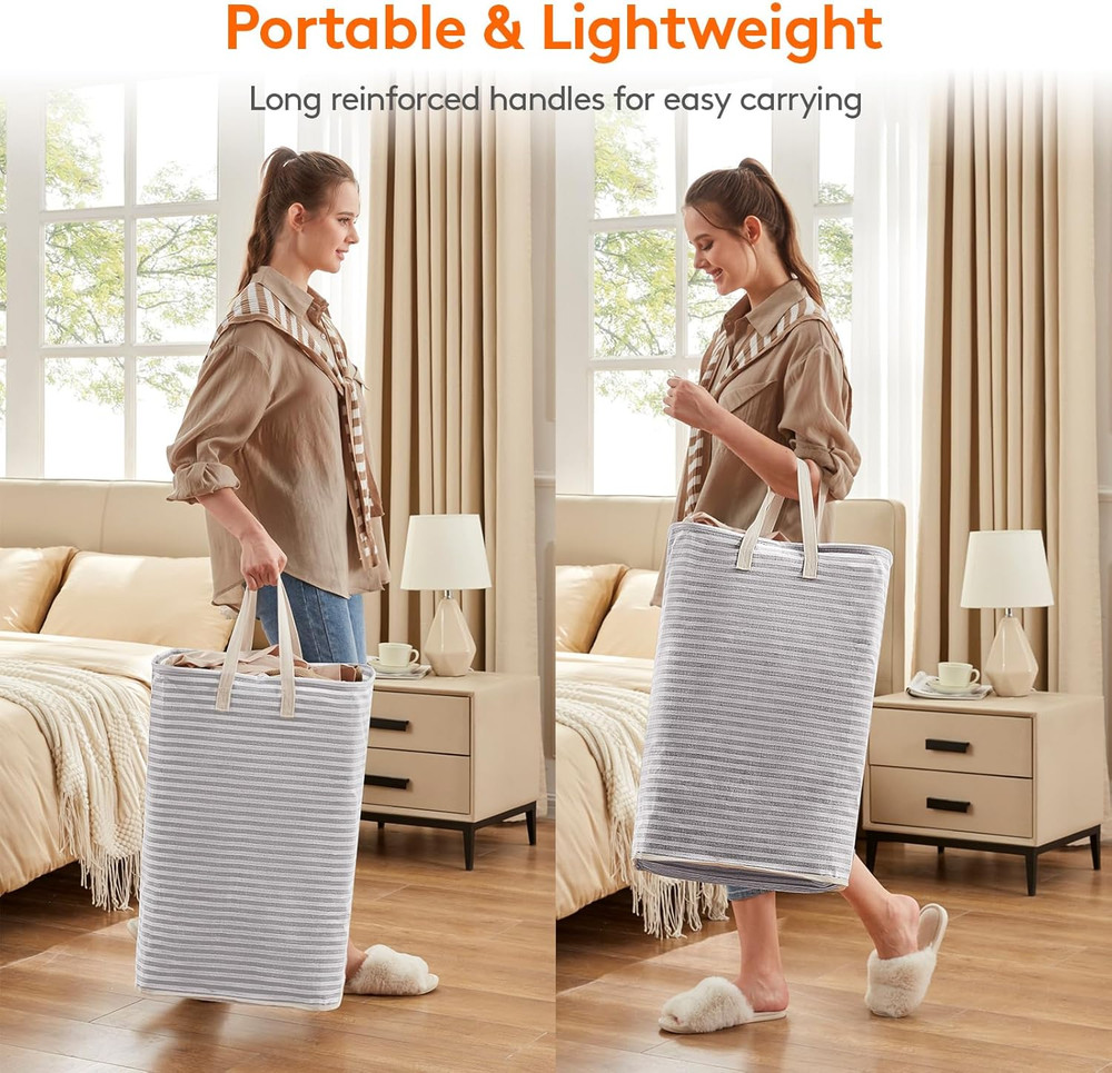 2 Pack Laundry Hamper Large Collapsible Laundry Baskets, Freestanding Waterproof