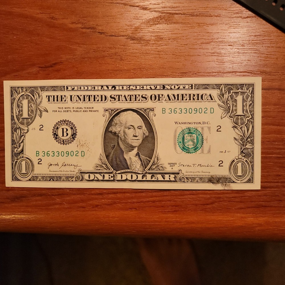 Wet Ink Transfer Error Note One Dollar Bill 2017A