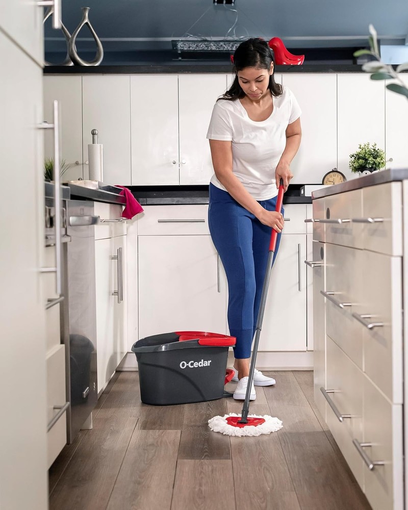 O-Cedar EasyWring Spin Mop & Bucket w/ 2 Refills Red