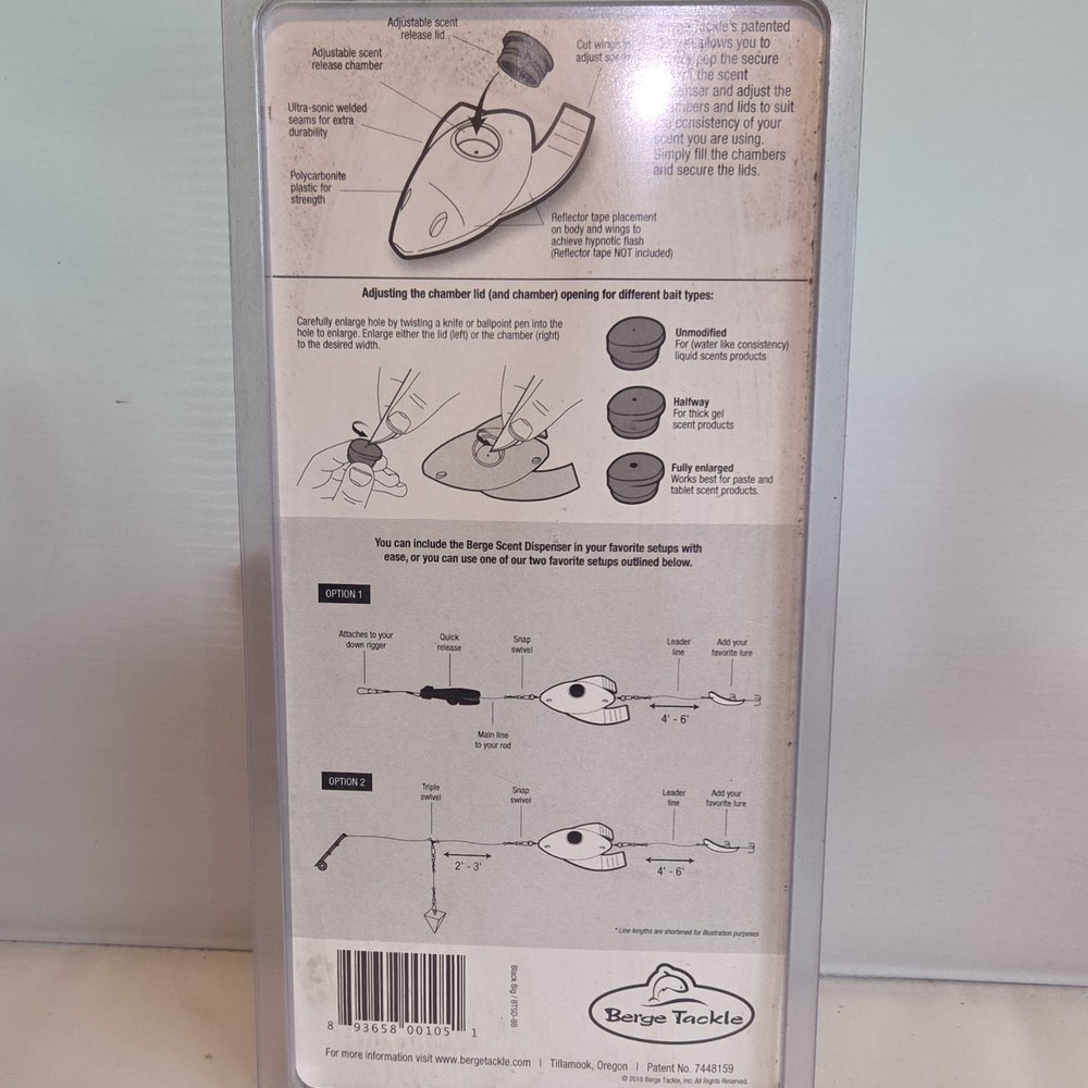 Berge Tackle Black Scent Dispenser Adjustable Release Custom Spin Flow Reflector