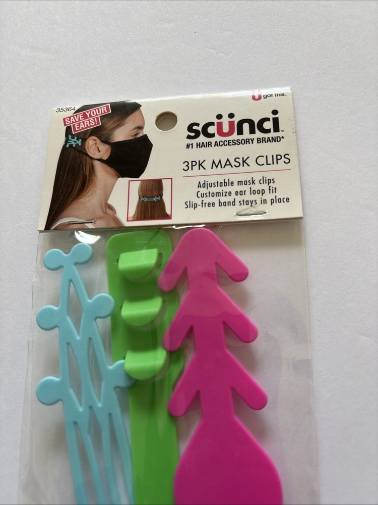 Scunci Adjustable Ear Strap Saver, Extender Holder, Comfortable Band Clip (3pc)