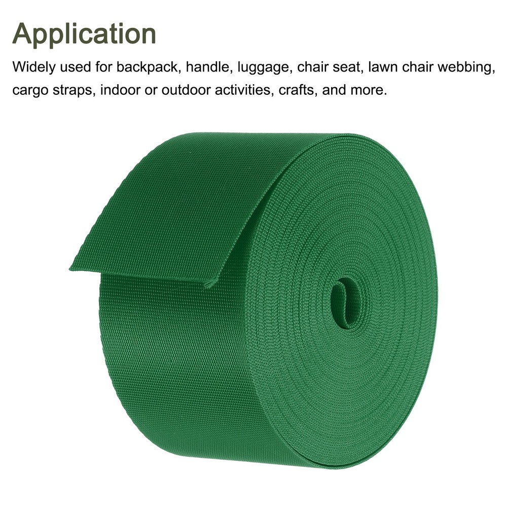 Flat Nylon Webbing Strap 2 Inch 10 Yards Green for Backpack