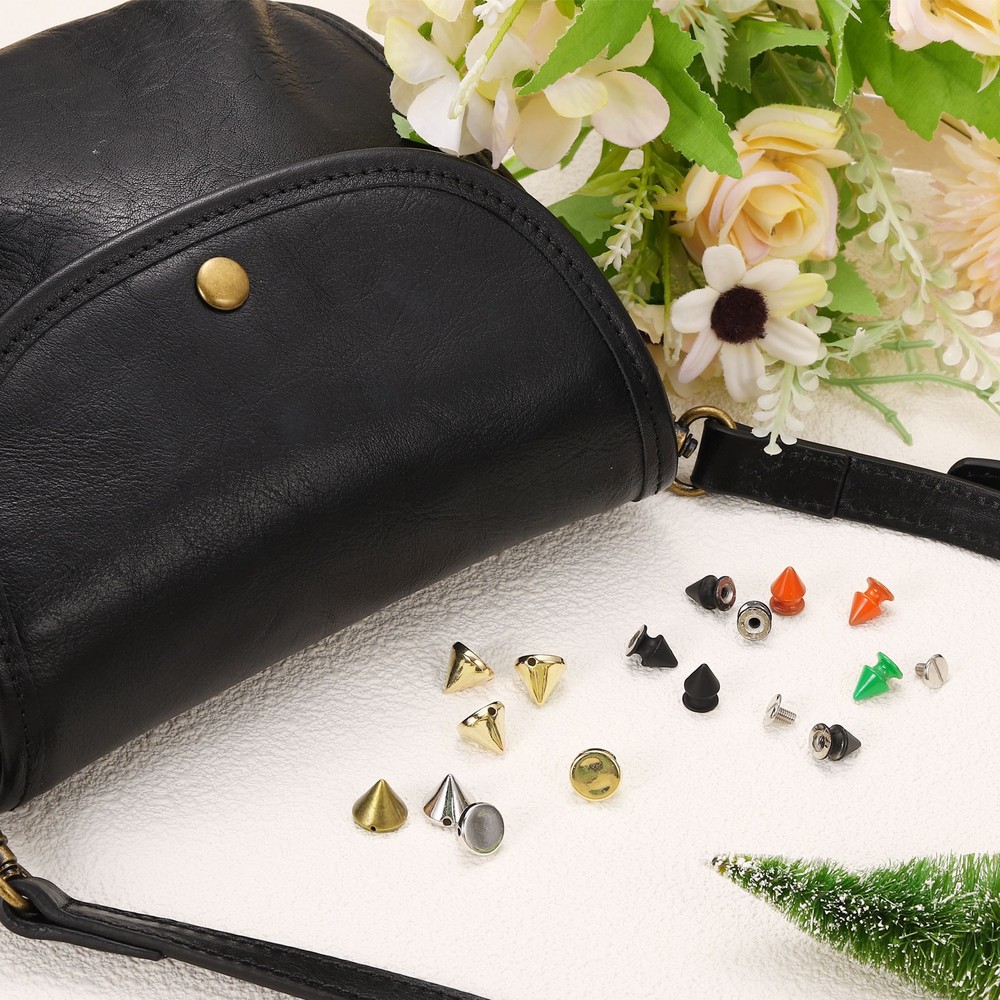 20Sets Cone Spike Stud Rivet,12mm Tree Studs and Spikes Matt Black