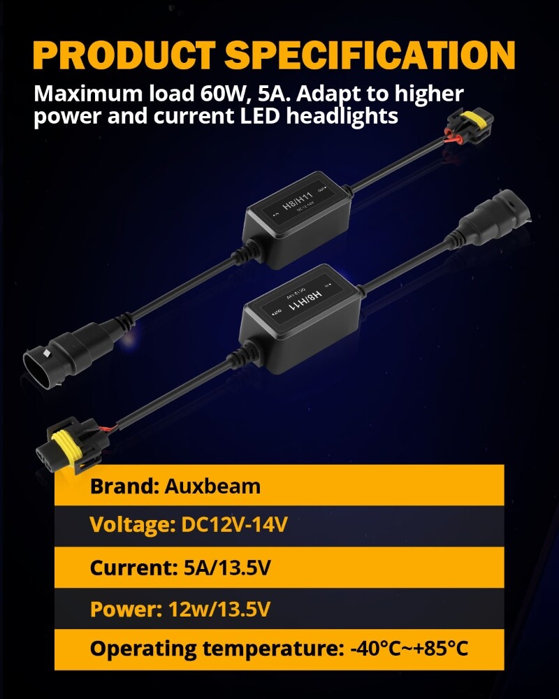 H11 H8 LED Headlight Canbus Error Free Anti Flicker Resistor Canceller Decoder