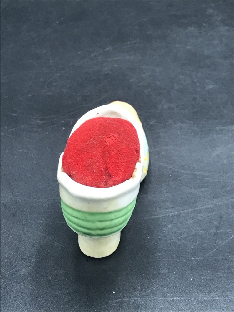 Ceramic Lusterware Victorian Shoe Pin Cushion Japan Vintage