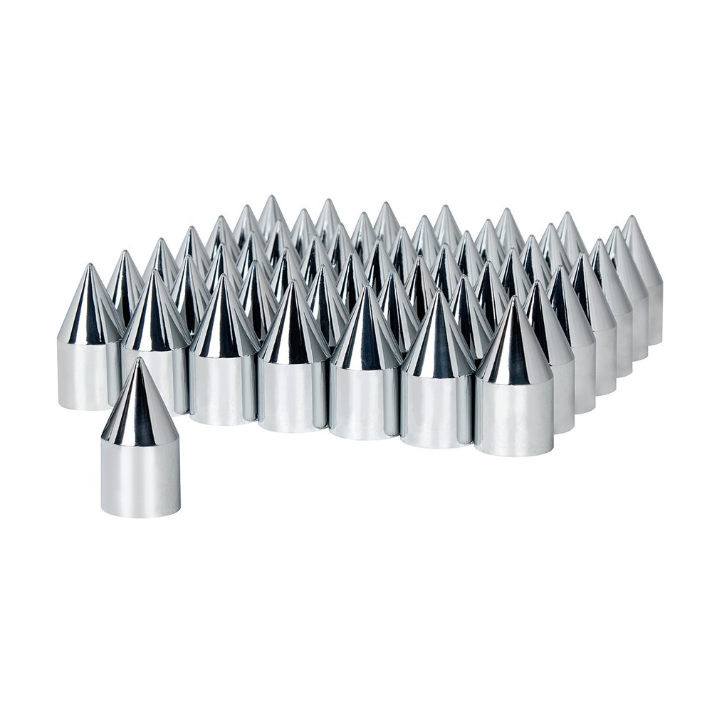 33mm X 3 1/8" H Chrome Plastic Spike Nut Covers - Push-On - 60 Pack