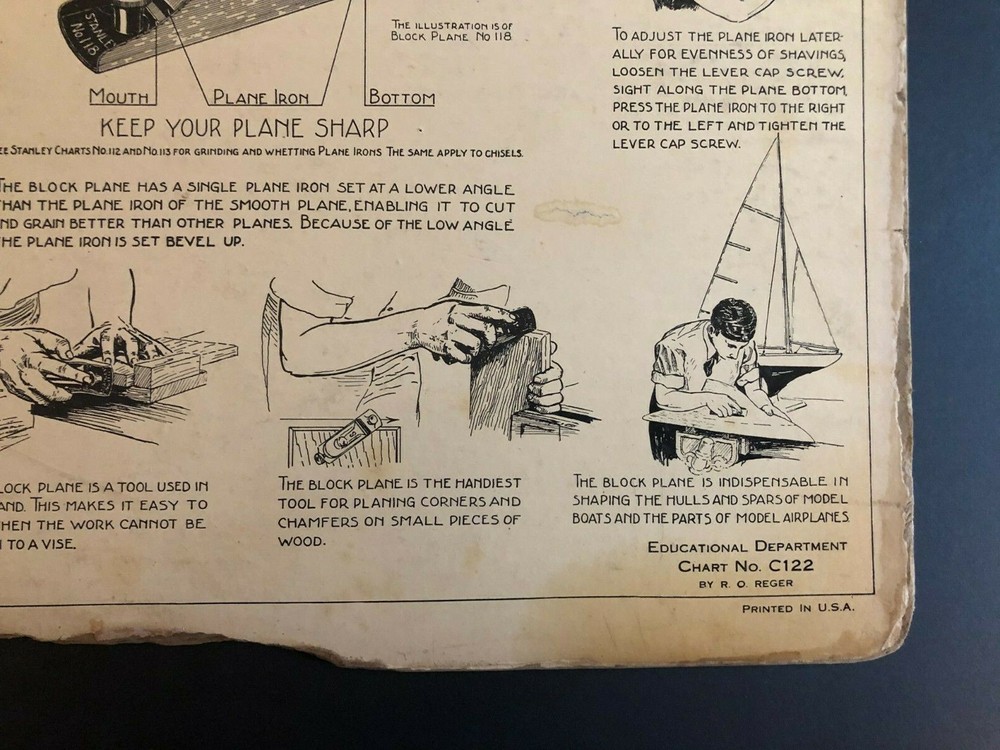 Vintage 1928 Stanley Tools Double Sided Pressboard Instructional Chart (13 / 14)