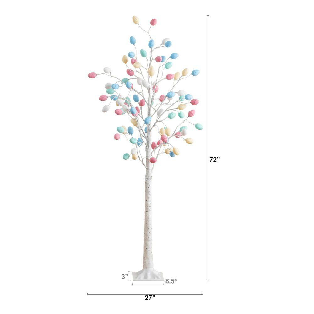 6 Ft. Pre-Lit Artificial Easter Twig Tree with 96 Egg Shaped LED Ornaments