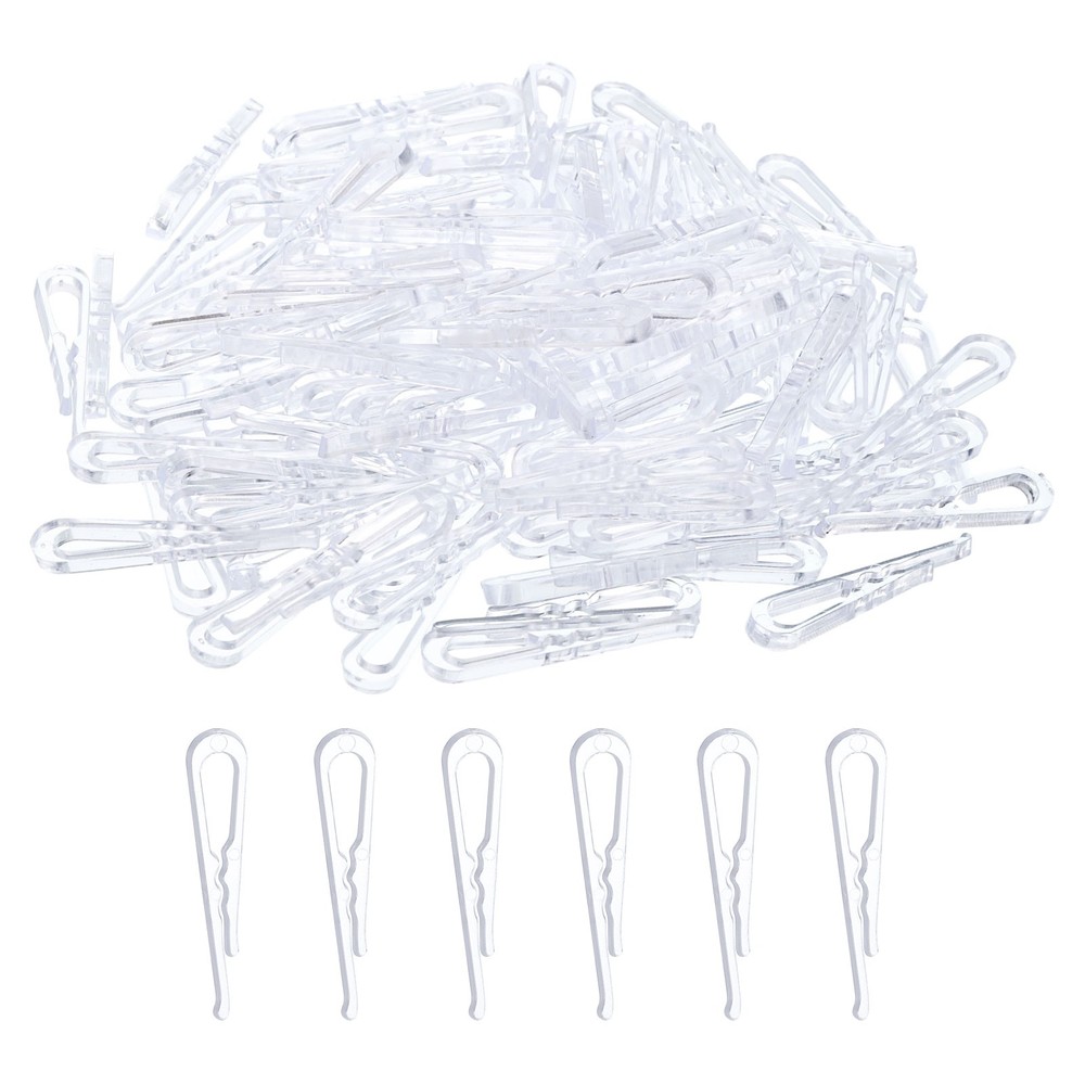 500pcs Durable Plastic Alligator Clip, 1.5" Clear U Shape with Teeth