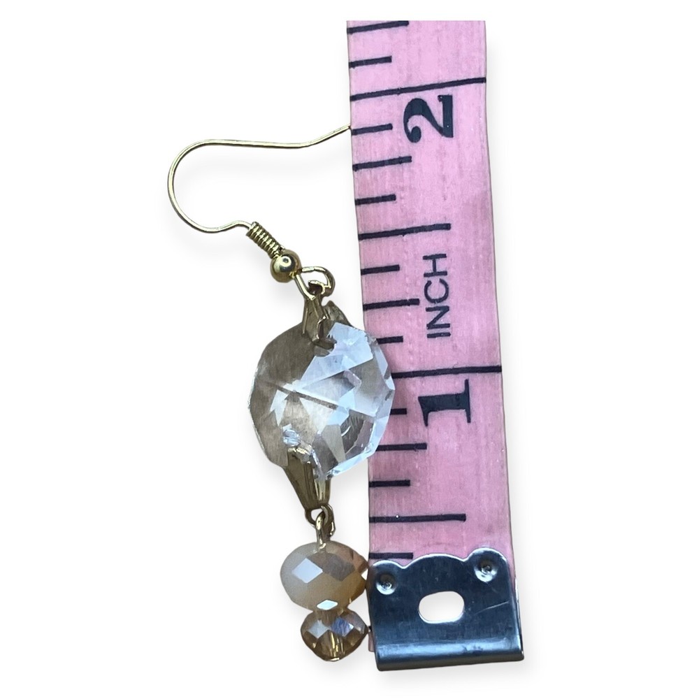 Agate Stone & Iridescent Bead Whimsical Dangle Boho Articulated 2" Earrings