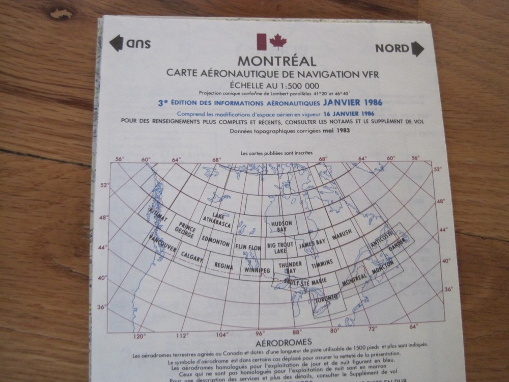 Aeronautical Chart Montreal 1986