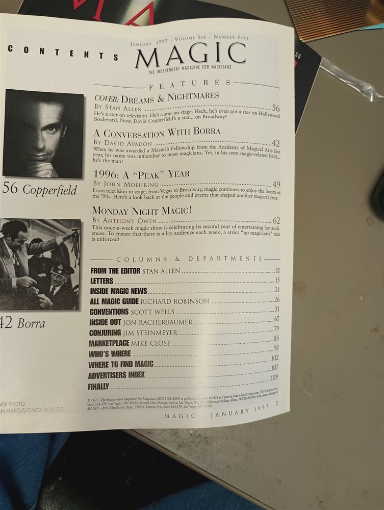David Copperfield Magic Magazine Issue 1997
