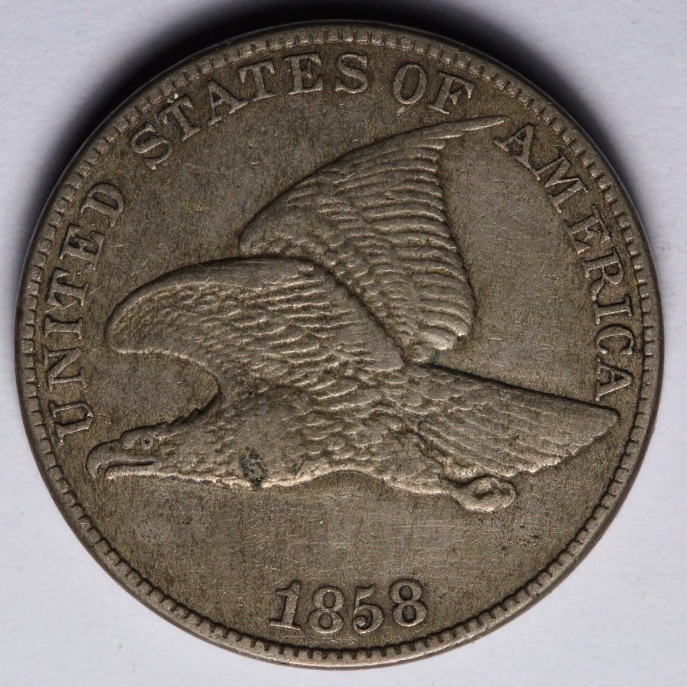 1858 LL Flying Eagle Cent Penny AU E129 VICLA