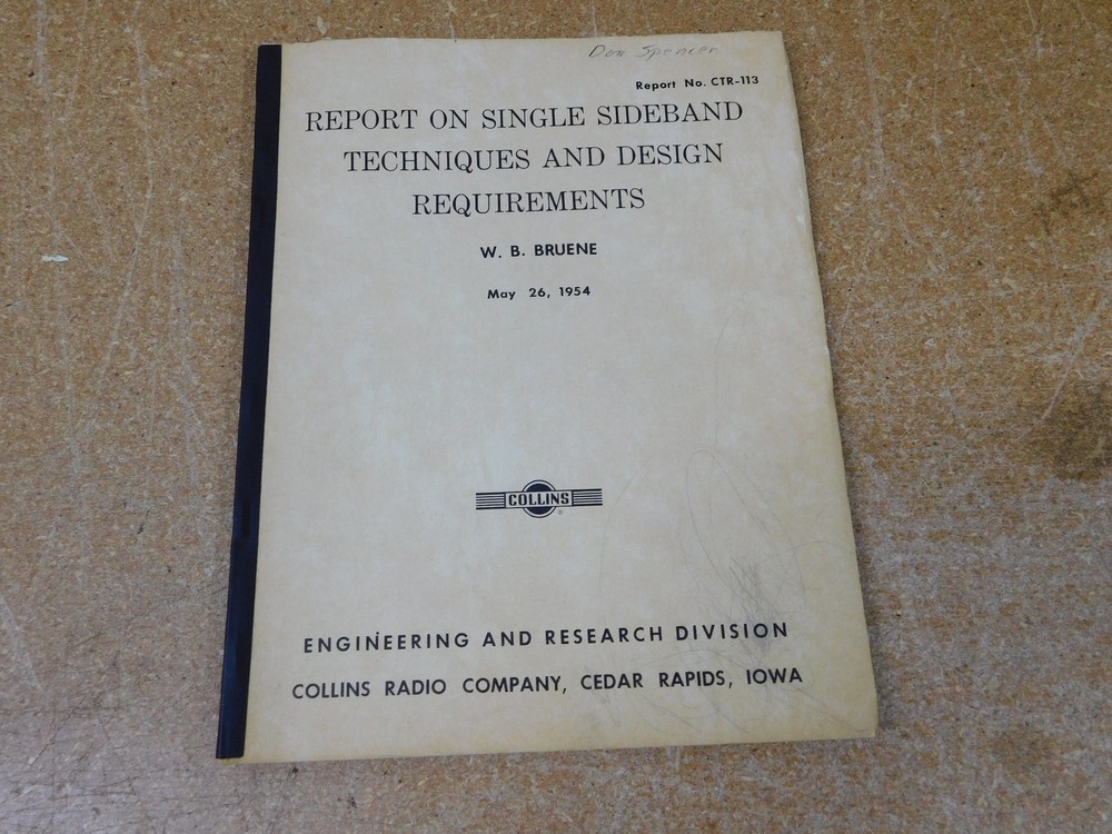 Collins CTR-113 Report on Single Sideband Techniques and Design Requirements